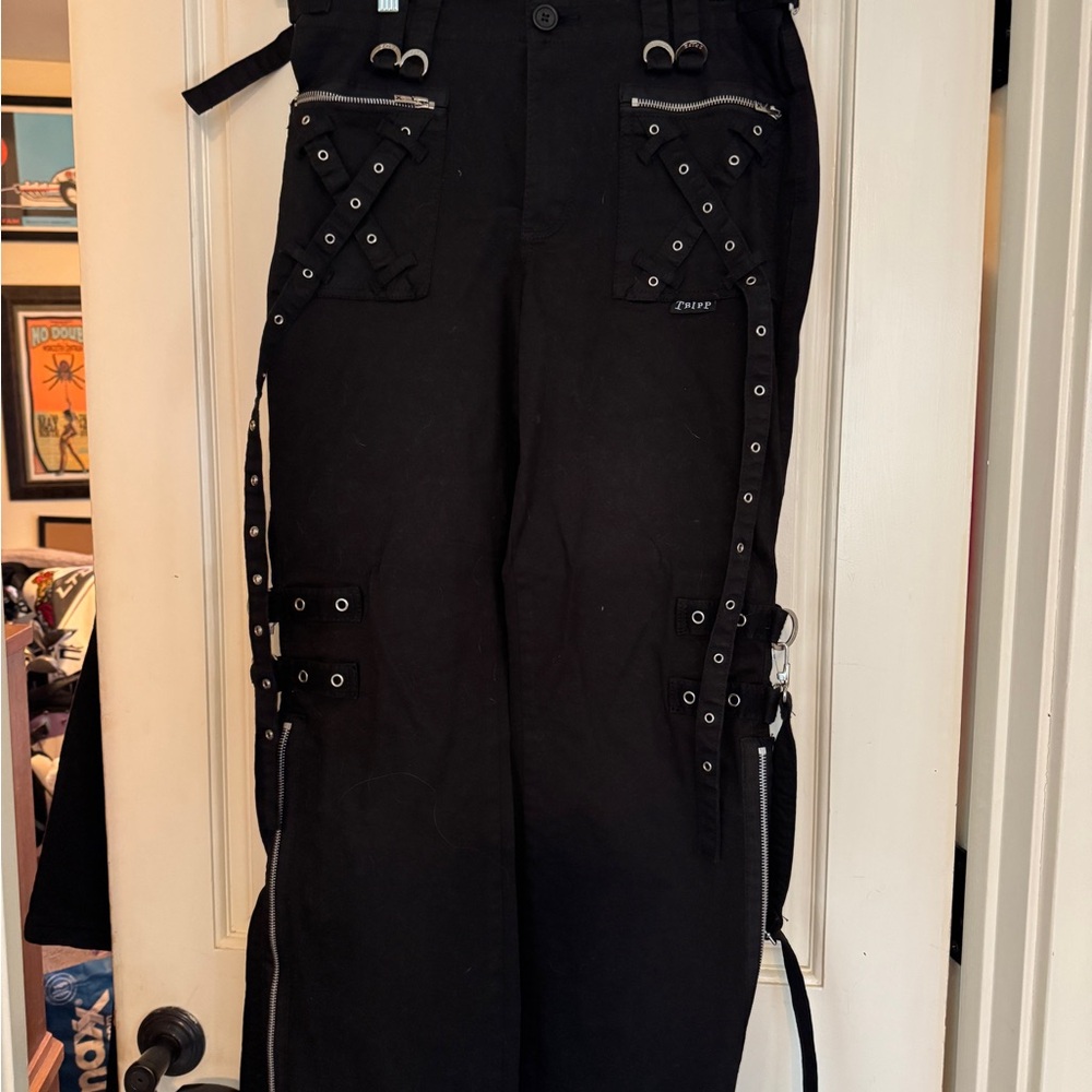 Tripp black Zippered Pants with Straps bondage 31/13